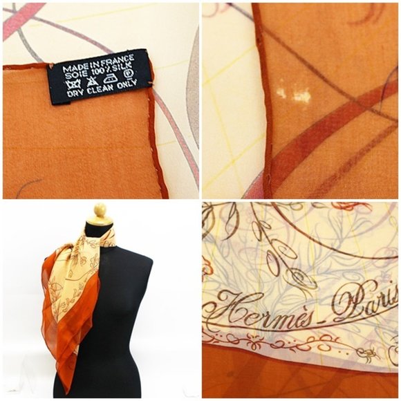 Hermes Silk Muslin Scarf Muffler Carre 90 "EFFLUVES" Fragrance HERMES Women's... - Picture 3 of 3